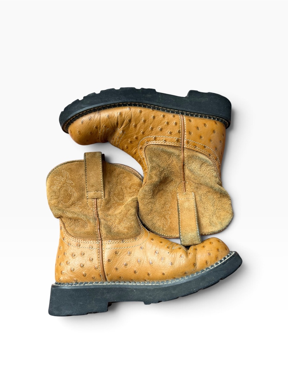 Ariat Fatbaby Brown Ostrich-Textured Western Boots – Women’s Size 5.5 B